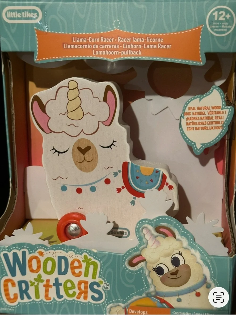 Brand New * Little Tikes Wooden Critters Llama-Corn Racer